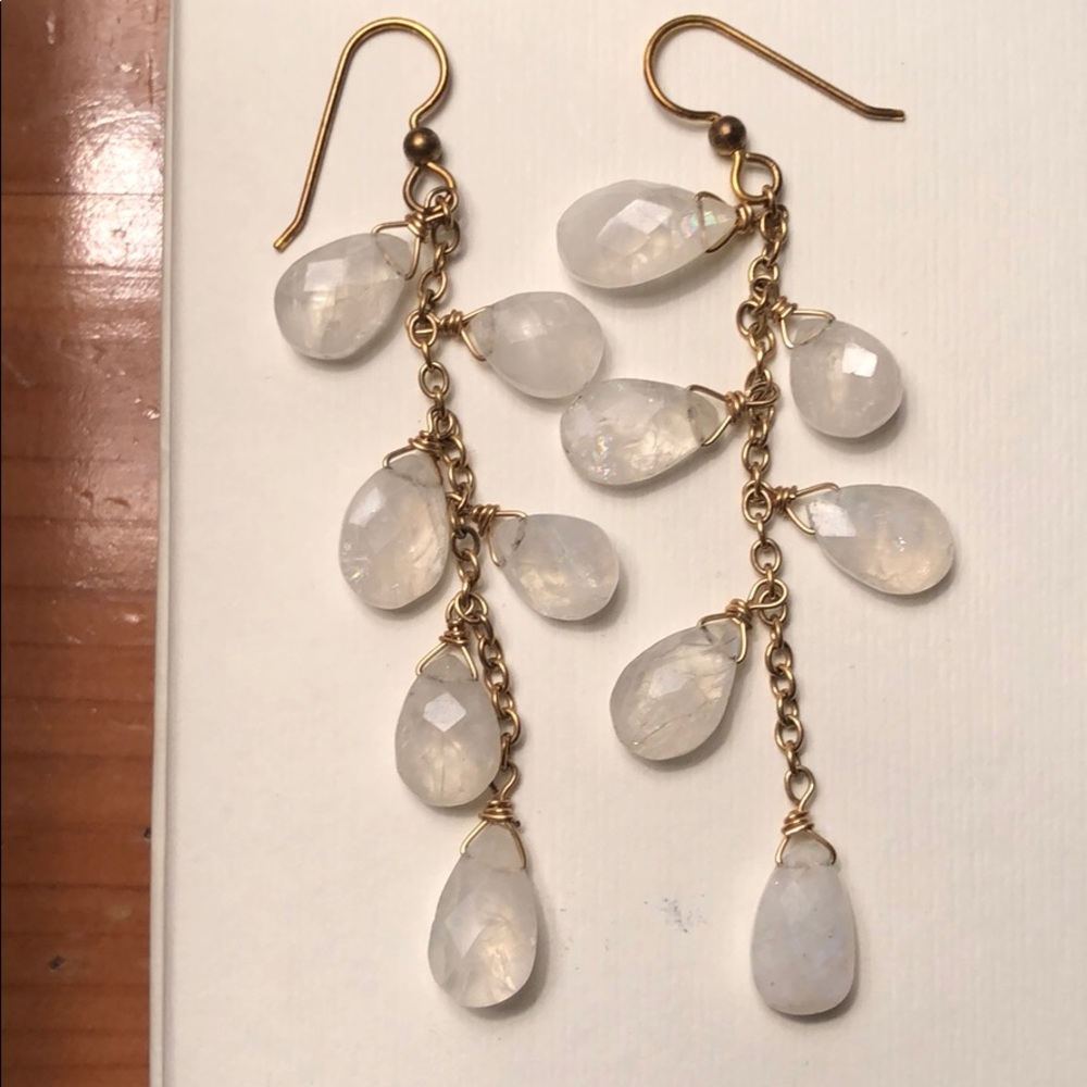 Moonstone gold filled beaded earrings